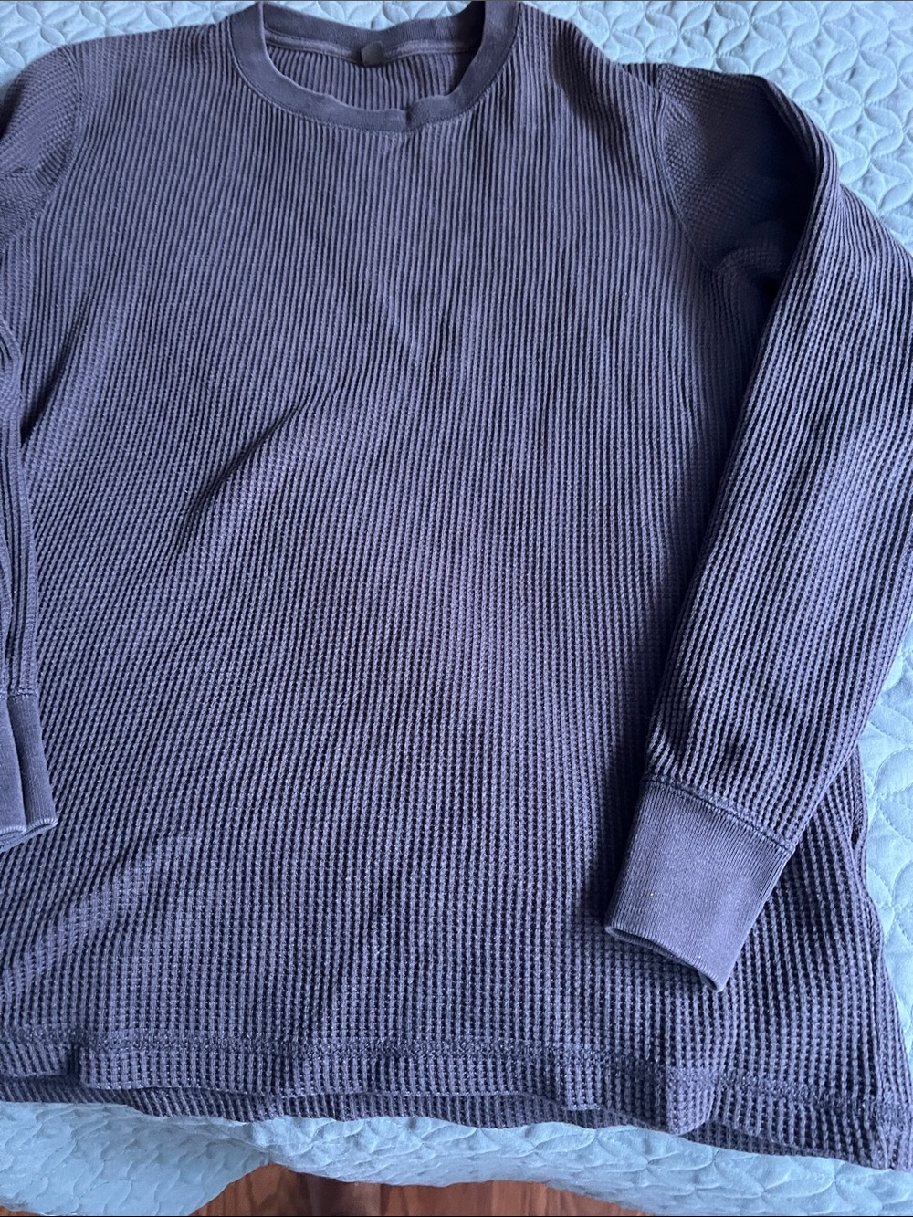 Uniqlo Men's Crewneck Waffle Knit Sweater - Charcoal Gray
